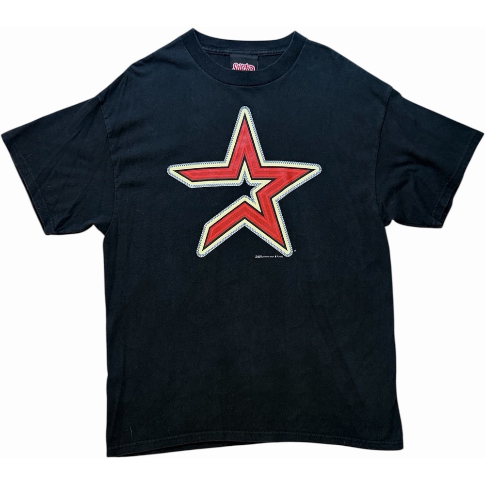 Vintage 2005 Houston Astros MLB Black T Shirt Large Embroided Star Size L